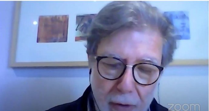 Captura de la comparecencia telemática del presidente de Cecale tras el acuerdo del Diálogo Social.