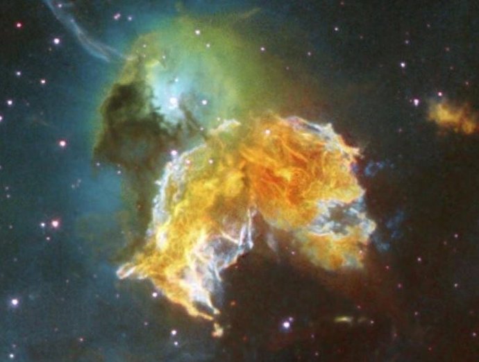 Los restos de una supernova en la Gran Nube de Magallanes, una galaxia enana que se encuentra cerca de la Vía Láctea.