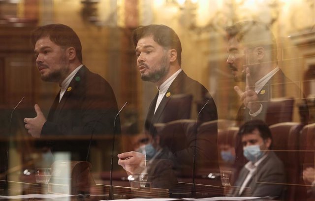El portaveu d'ERC al Congrés, Gabriel Rufián, durant la segona jornada del debat dels pressupostos generals del 2021.