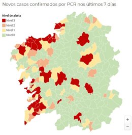 Mapa de incidencia en Galicia del 12 de noviembre de 2020