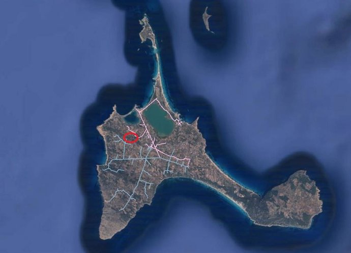 Mapa de Formentera donde Endesa tiene previsto hacer una interconexión