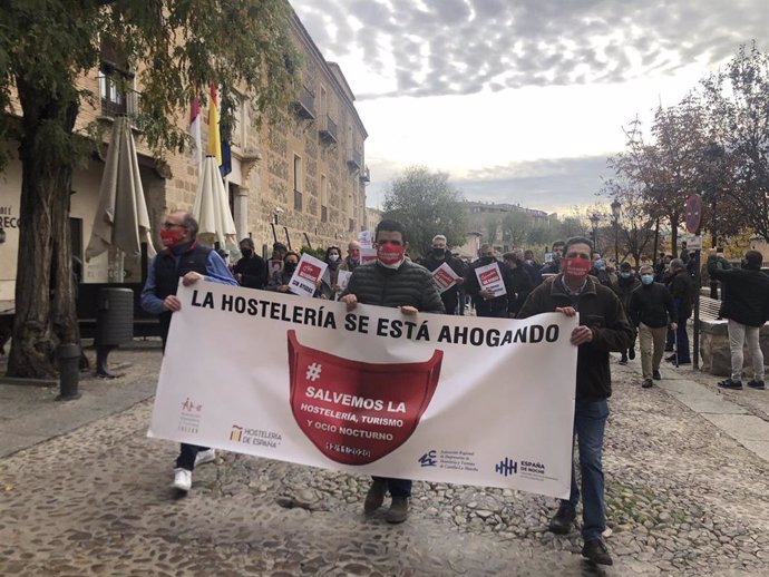 Manifestación de hosteleros en Toledo.