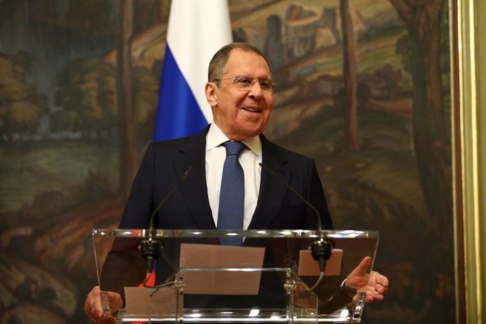 Sergei Lavrov en una rueda de prensa en Moscú
