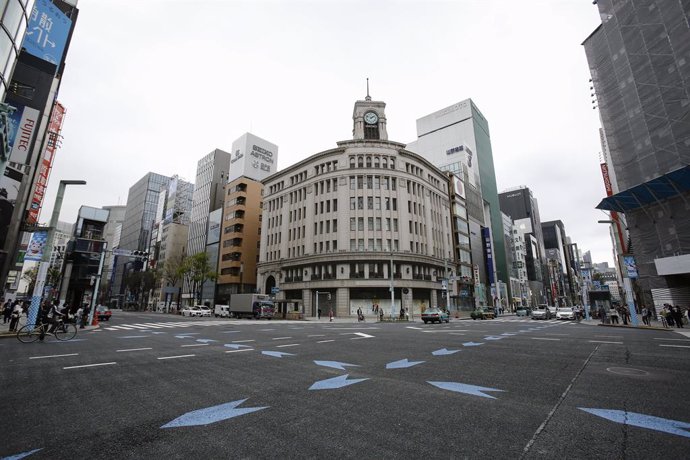 Una calle vacía de Japón durante la pandemia.