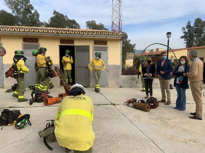 Presentación del balance de actuación del Plan Infoca en la provincia de Málaga, en la base Brica de Cártama