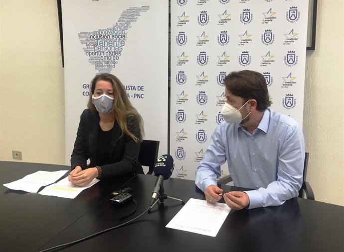 La portavoz adjunta de CC-PNC en el Cabildo de Tenerife, Verónica Meseguer, y el portavoz, Carlos Alonso