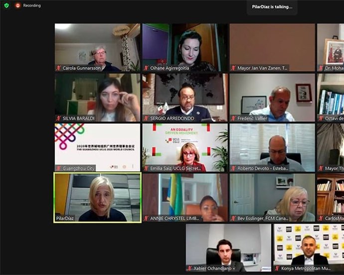 La diputada Pilar Díaz durante el Bureau Ejecutivo de Ciudades y Gobiernos Locales Unidos (CGLU)