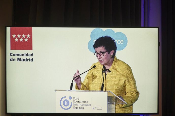 La ministra de Asuntos Exteriores, Unión Europea y Cooperación de España, Arancha González Laya, durante la primera sesión del I Foro Económico Internacional, organizado por el diario 'Expansión', titulada 'El mundo después de la Covid-19: Retos, oportu
