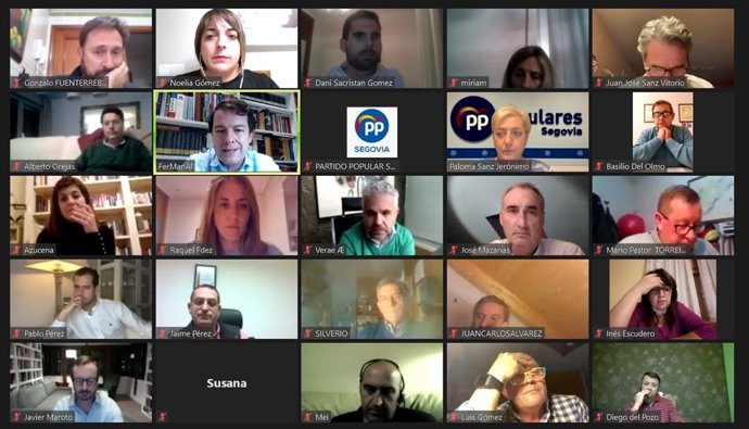 Reunión telemática de la Junta Provincial del PP de Segovia.