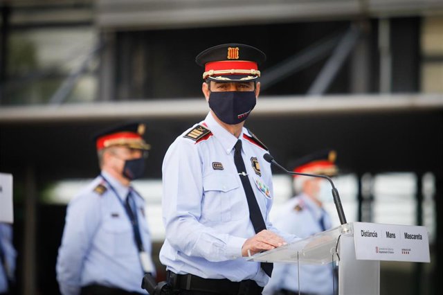 El mayor de los Mossos d'Esquadra, Josep Lluís Trapero, en su primera intervención tras volver como principal mando de la policía catalana. En Sabadell (Barcelona), el 13 de noviembre de 2020.