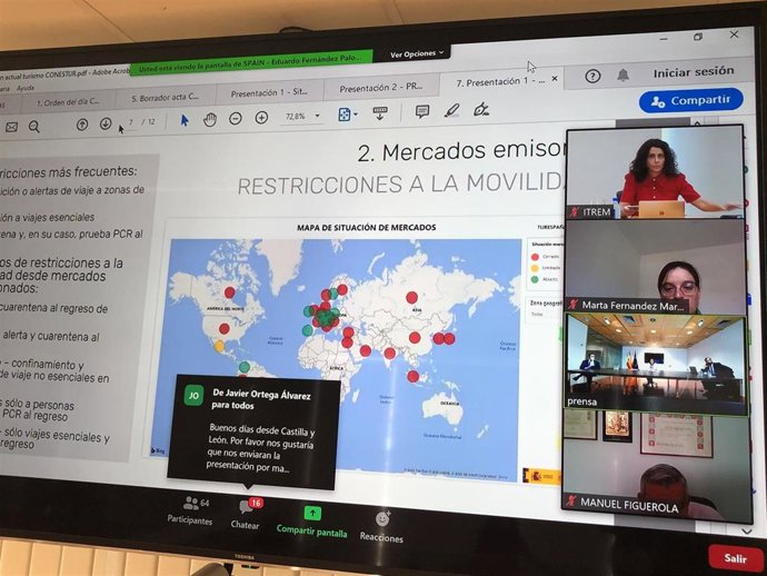 La consejera de Turismo, Juventud y Deportes, Cristina Sánchez, durante su participación en el consejo de Conestur.