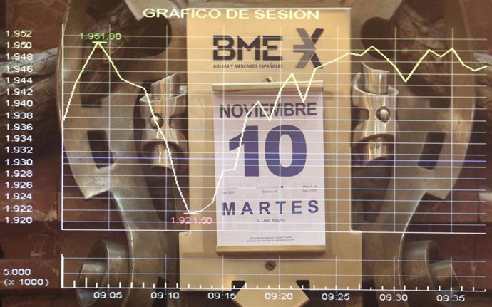 Calendario con la fecha del 10 de noviembre en la bolsa de Madrid (España), a 10 de noviembre de 2020. 