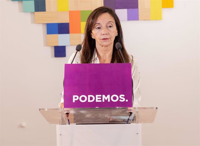 La portavoz de Podemos Andalucía y diputada de Unidas Podemos María Márquez, en rueda de prensa (Foto de archivo).