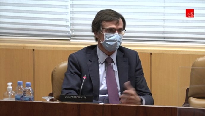 El presidente de la Asociación de Empresas de Servicios para la Dependencia (AESTE), Ignacio Vivas, durante su comparecencia en la comisión de investigación de Residencias y Covid-19 de la Asamblea de Madrid