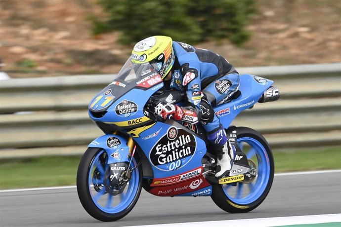 El piloto español de Moto3 Sergio García Dols (Estrella Galicia 0,0), en el GP de la Comunitat Valenciana 2020