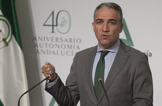 El consejero de Presidencia, Administración Pública e Interior y portavoz del Gobierno andaluz, Elías Bendodo, en una foto de archivo.