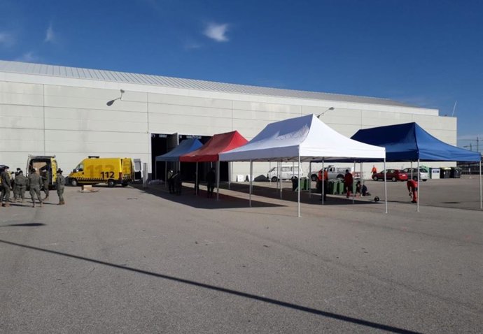 Carpas para apoyar los test masivos en Aranda de Duero (Burgos).