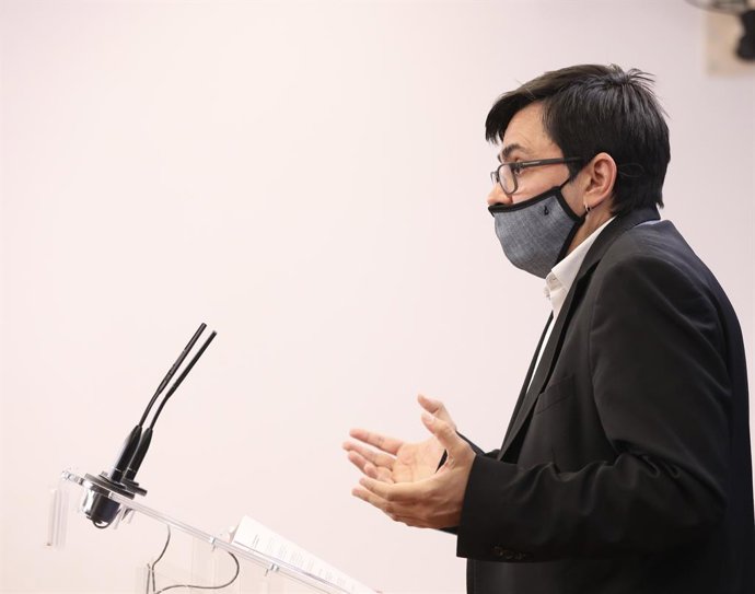 El sotssecretari adjunt de Cs i diputat al Congrés, José María Espejo-Saavedra, intervé durant la roda de premsa celebrada abans de la celebració de la Junta de Portaveus a la Cambra Baixa, a Madrid (Espanya), 8 de setembre del 2020.