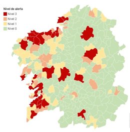 Mapa de alertas covid del Sergas a 14 de noviembre