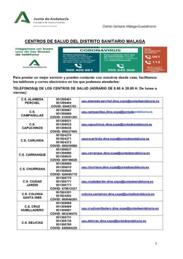 Uno de los carteles con los tlf móviles COVID