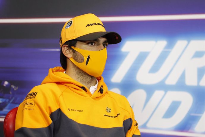 SAINZ Carlos (spa), McLaren Renault F1 MCL35, portrait during press conference of the Formula 1 DHL Turkish Grand Prix 2020, from November 13 to 15, 2020 on the Intercity Istanbul Park, in Tuzla, near Istanbul, Turkey - Photo Antonin Vincent / DPPI