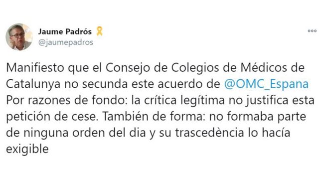 Colegio de Médicos catalán sobre Fernando Simón