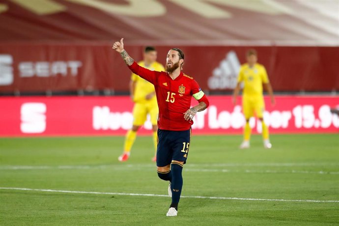 Sergio Ramos en el partido ante Ucrania de la Liga de Naciones