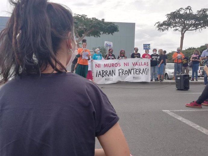 Protestas por los Derechos de las Personas Migrantes en Arguineguín (Gran Canaria), tras el repunte de llegada de migrantes al archipiélago canario, a 14 de noviembre de 2020.