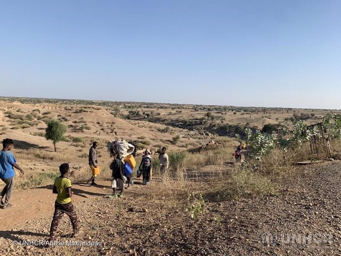 Llegada de refugiados etíopes a Sudán