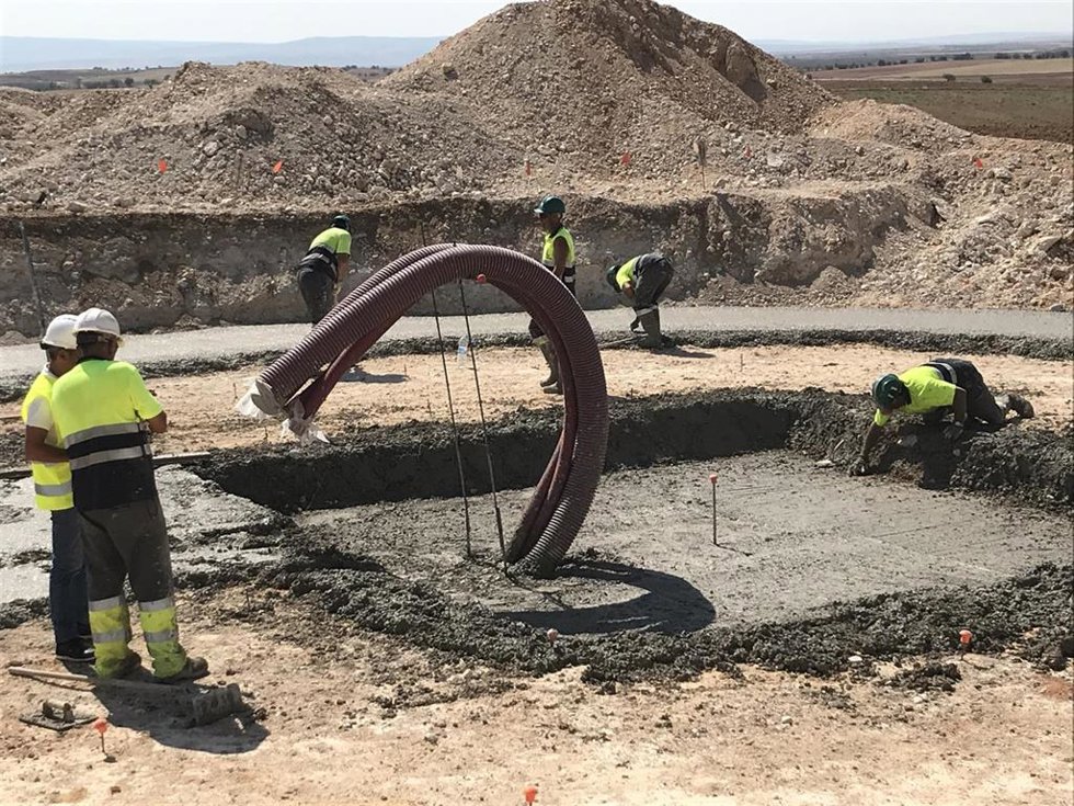 Obras de los parques eólicos del Proyecto Goya, en Azuara (Zaragoza)