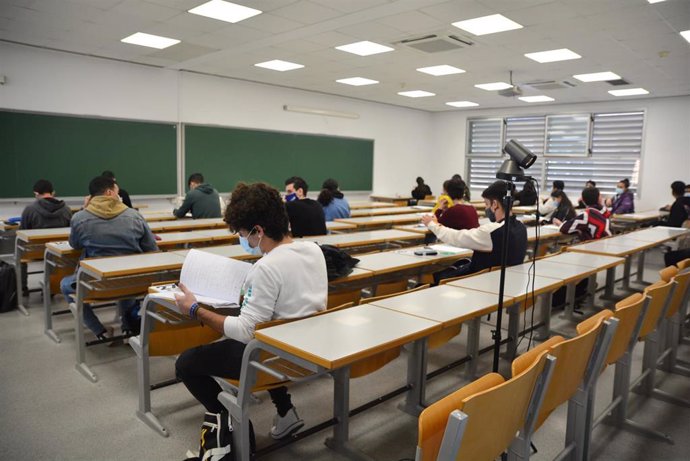 Imagen de un examen presencial en la UPCT, durante la pandemia