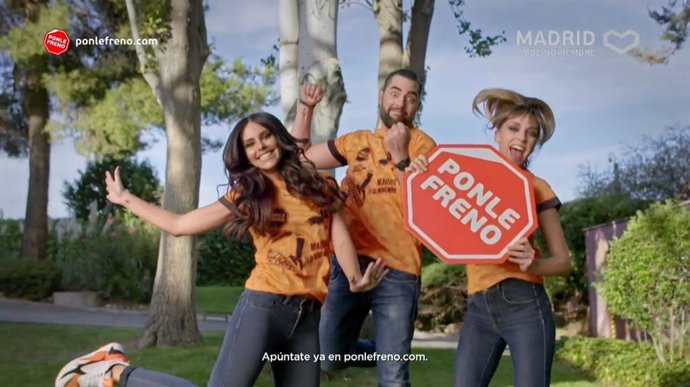 Los rostros de 'Zapeando' (laSexta), Cristina Pedroche, Dani Mateo y Anna Simon, en el spot de Atresmedia para animar a participar en la XI Carrera Popular 'Ponle Freno' del 24 de noviembre de 2019 en Madrid