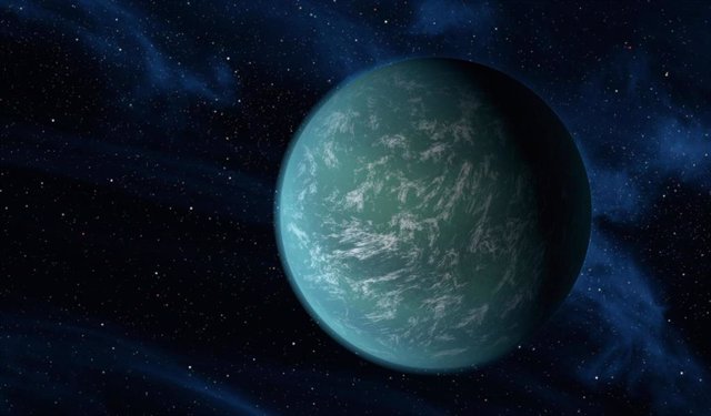 Impresión artística de un exoplaneta acuático.