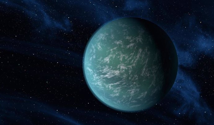 Impresión artística de un exoplaneta acuático.