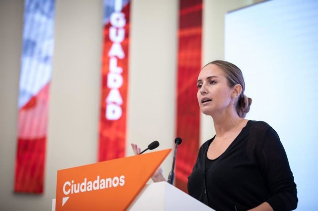 La portavoz del Comité Ejecutivo de Ciudadanos, Melisa Rodríguez, en una rueda de prensa en la sede del partido.