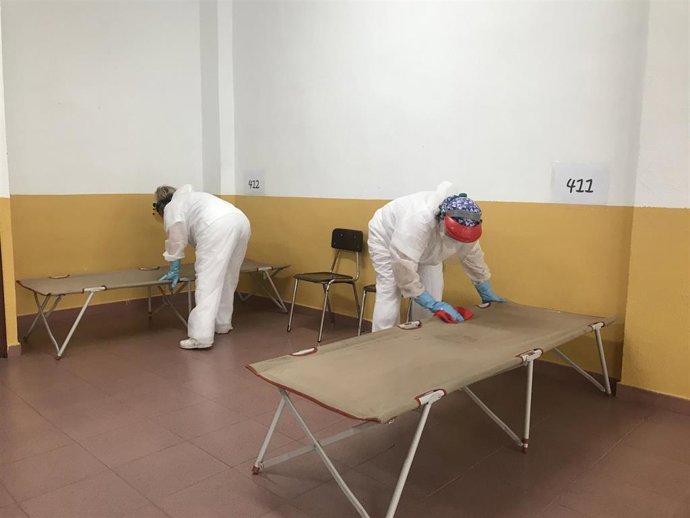 Camas adicionales en el albegue de temporeros de Jaén