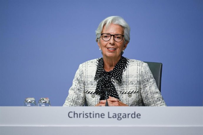 HANDOUT - 29 October 2020, Frankfurt: Christine Legarde, President of the European Central Bank (ECB), speaks during a press conference in Frankfurt. Photo: Martin Lamberts/European Central Bank/dpa - ATTENTION: editorial use only and only if the credit