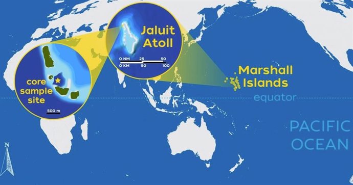 Los investigadores de WHOI reconstruyeron 3.000 años de historia de tormentas en el atolón Jaluit en el sur de las Islas Marshall, lugar de nacimiento de ciclones en el Pacífico Norte occidental, la zona de ciclones tropicales más activa del mundo