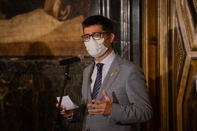 El conseller de Políticas Digitales, Jordi Puigneró, en rueda de prensa, en Barcelona, Catalunya (España), a 9 de julio de 2020 (ARCHIVO)