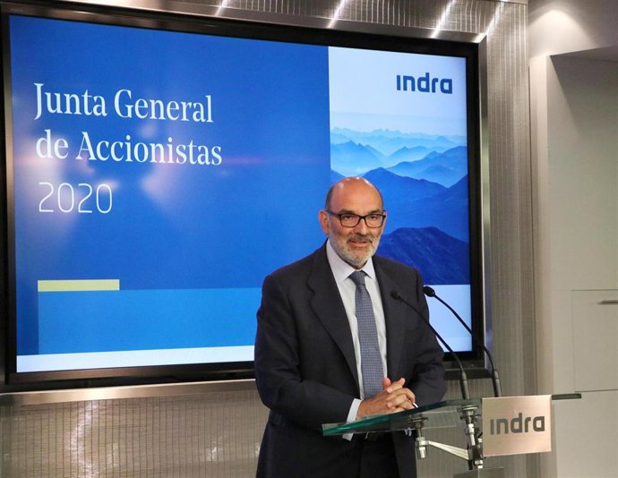 Fernando Abril-Martorell, presidente de Indra, en la junta general de accionistas de 2020