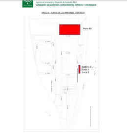 Plano de los espacios ofertados incluido en el pliego de condiciones.