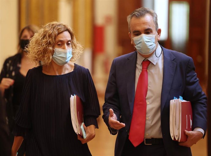 La presidenta del Congreso, Meritxell Batet, a su llegada a una Junta de Portavoces 