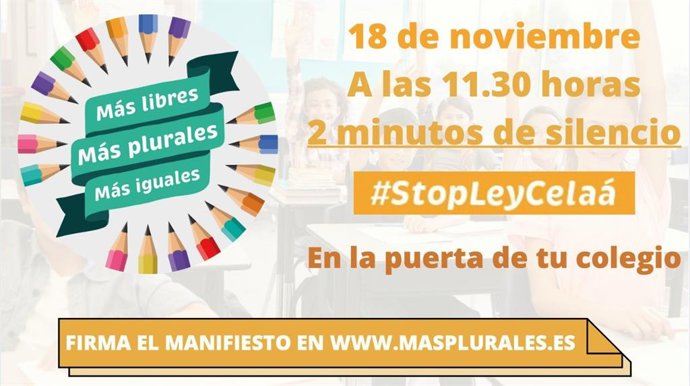 Gráfico de la convocatoria de los dos minutos de silencio ante las puertas de los centros escolares en rechazo de la Lomloe.