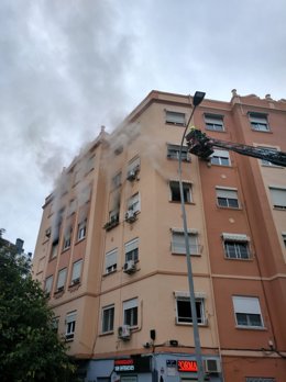 Incendio en una vivienda de Valncia