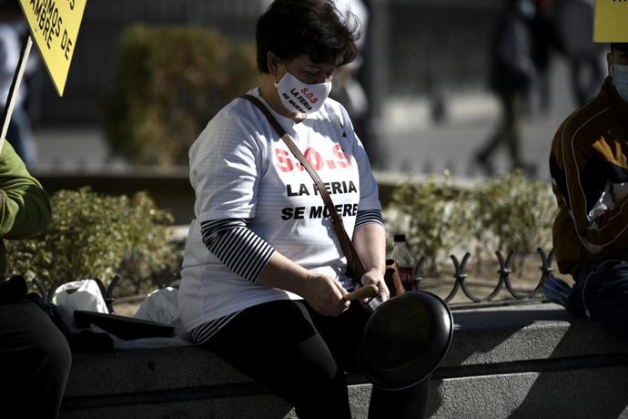 Los feriantes se concentran en la Puerta del Sol de Madrid