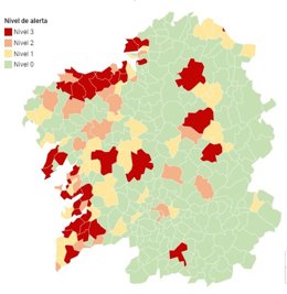 Mapa del covid-19 en Galicia a 18 de noviembre