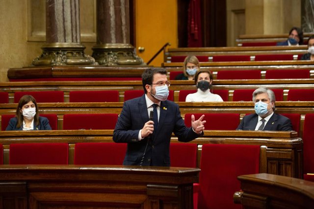El vicepresident de la Generalitat, Pere Aragonès, en la sessió de control al Govern.