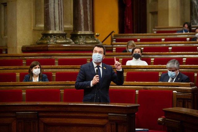 El vicepresident de la Generalitat, Pere Aragonès, en la sessió de control al Govern.