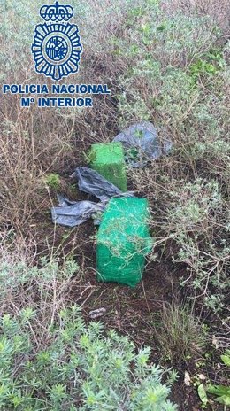 Fardos de hachís ocultos entre matorrales