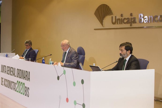 Imagen de la Junta General de Accionistas de Unicaja Banco, celebrada el 28 de octubre de forma virtual.